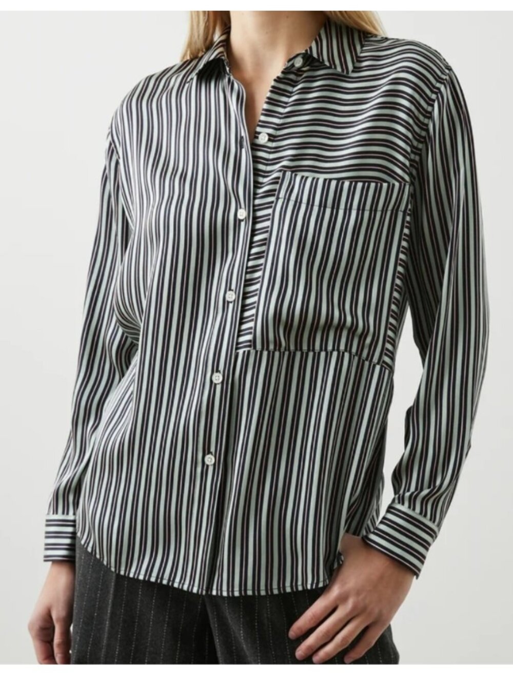 Rails Spencer Button Down shirt in Aspen Stripe 100% Silk